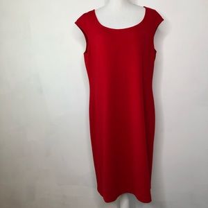 St. John Ana Boucle Knit Sheath Dress in Red Sz 16